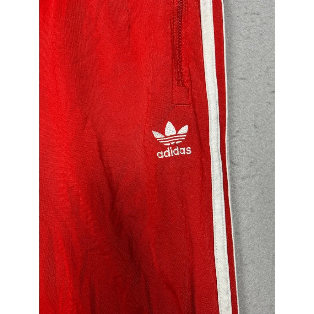 Adidas Track Pants Polyester Red Large Mens
